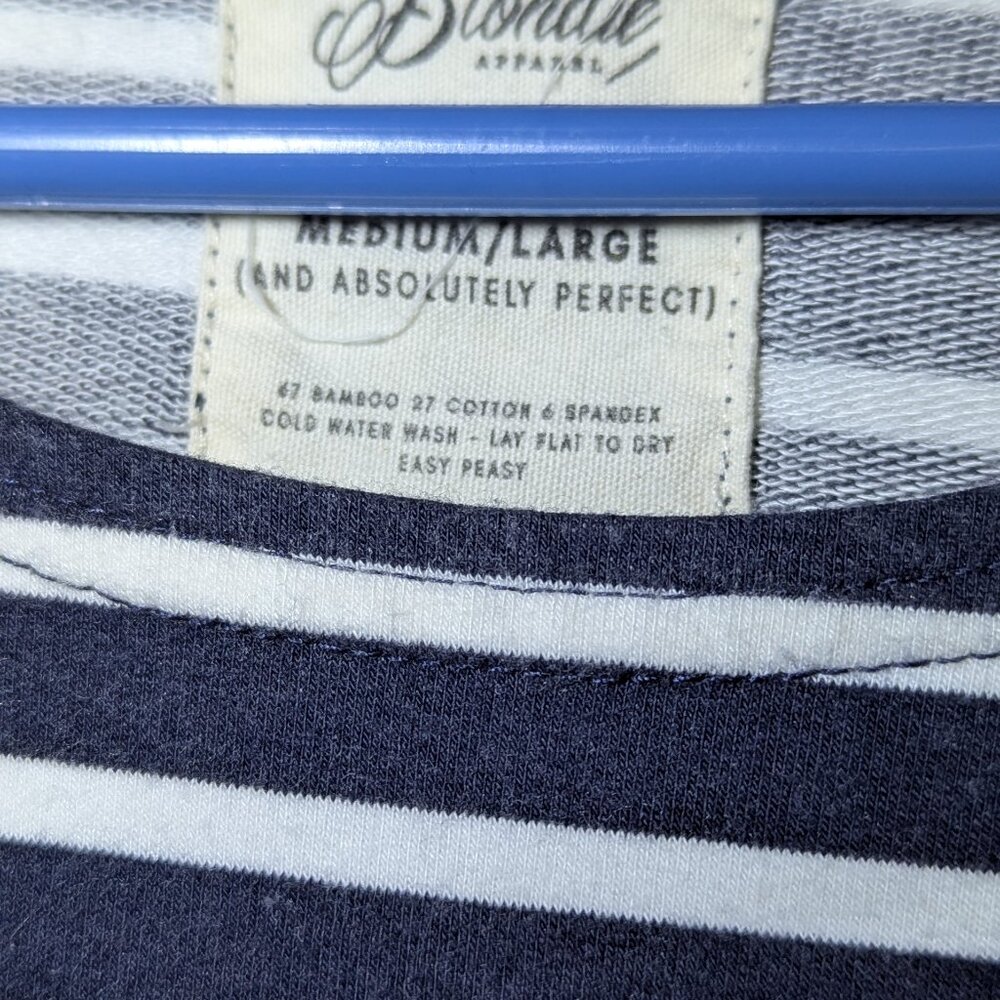 Navy and White Striped Riverbend Tunic dress by Blondie Apparel - Picture 2 of 4